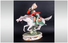 Italian - 20th Century Large Hand Painted Ceramic Sculpture of a 19th Century Napoleonic Military