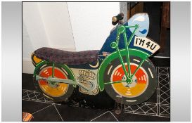 Vintage Fairground Ride Motorcycle . Registration Number I.M.4.U with iron handle bars and grips,