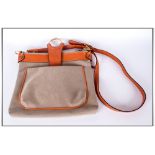 Brics Designer Leather Handbag with Tan Leather Shoulder Strap and Interior and Exterior Zipped