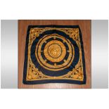 Versace Silk Scarf In Blue And Gold