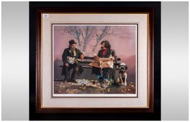 Lawrence Rushton 1919-1994 Artist Signed Ltd Edition Colour Print, Titled ' Tramps on Bench '