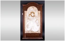 Glasgow Girls School Of Art Style Art Nouveau Carved Plaster Wall Plaque Depicting The Madonna