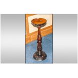 Reproduction Mahogany Carved Pillar Stand with Round Top and Shaped Column on Round Base. 40