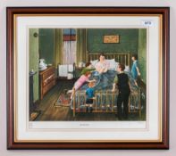 Tom Dodson Limited Edition Coloured Framed Print of 'The New Baby',  Pencil signed to the margin