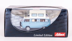 Schuco Ltd Edition 1/43 Scale Diecast Model Volkswagen TZA Camping Bus, Colour way Dark Green /