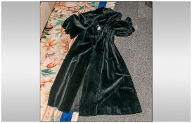 Velvet Style Full Length Short Sleeved Black Coat