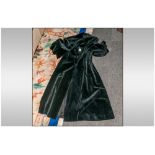 Velvet Style Full Length Short Sleeved Black Coat