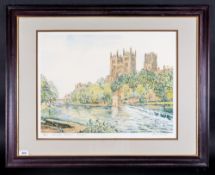 Alan Stuttle 1939 Pencil Signed Ltd and Numbered Edition Colour Print. Titled ' Durham Cathedral '