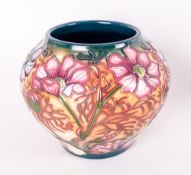 Moorcroft Tubelined & Globual Shaped Vase 'Cosmos' Design Circa 2001. 4.25'' in height. Mint