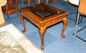 Reproduction Mahogany Glazed Top Coffee Table in the Georgian style, with carved cabriole legs and