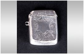 Edwardian Silver Vesta Case with Chased Floral Decoration to Body. Hallmark Birmingham 1904. 2