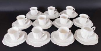 Shelley 39 Piece White Tea Service Including 10 Trios, 2 Sandwich Plates, 2 Side Plates, 1 Milk Jug,