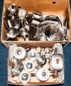 2 Boxes Containing A Quantity Of Old Hall, Danish, Swan And Similar Stainless Steel Kitchenalia
