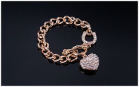 Crystal Heart and Horseshoe Chain Bracelet, the pendant heart charm and the horseshoe feature
