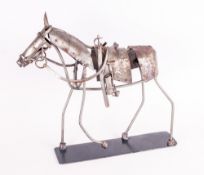 Abstract Iron Horse Figure On Base