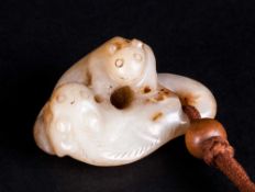 Chinese Oriental Small Carved Jade Toggle/Pendant. Early to Mid 20thC