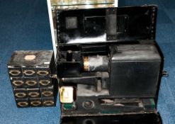 Large Magic Lantern In Metal Case Together With Approx 300  Slides And Information Cards