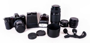 Collection of Camera Equipment including Minolta Dynax 7000i Autofocus 35mm camera, 1x Minolta 385-