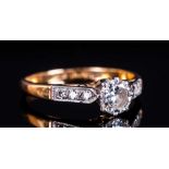 18ct Gold and Platinum Diamond Ring, The Single Diamond of Excellent Colour and Clarity. Est 50