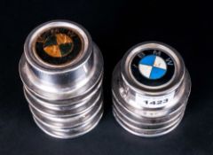 Set Of 9 BMW Stainless Steel Wheel Hubs