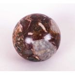 Antique Rouge Marble Sphere. 6 Inches Diameter.