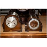 Two 1930's Oak Cased Mantle Clocks, Smiths, With steel dials Westminster Chimes