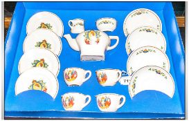 Cauldon Potteries Limited, Staffordshire. Corona 1953 15 Piece Coronation Tea Set, In Original