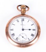Waltham Quality U.S.A Gold Plated Open Faced Pocket Watch Circa 1890-1900. White porcelain dial.
