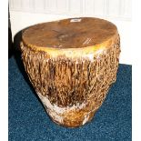 African Animal Skin Drum of Typical Form, With Decorative Leather Work to Its Sides. 16 Inches High,