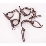 Slavery Foot And Wrist Shackles Hand Forged Slave Shackles, Designed For Use On An Adult. The