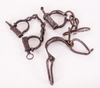 Slavery Foot And Wrist Shackles Hand Forged Slave Shackles, Designed For Use On An Adult. The