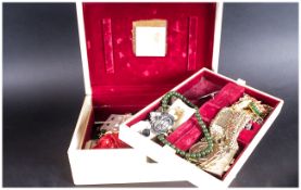 Jewellery Box Containing A Small Quantity Of Costume Jewellery  To Include Cufflinks, Earrings,