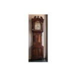 Large Early Victorian Mahogany Cased Grandfather Clock with an arched decorated enamel face