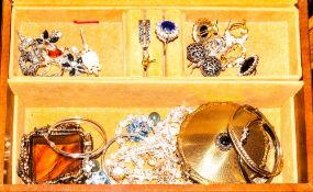 Jewellery Box Containing A Mixed Lot Of Costume Jewellery Comprising Necklaces, Earrings, Bangles,