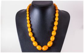 Early To Mid 20thC Amber Coloured Graduated Bead Necklace.