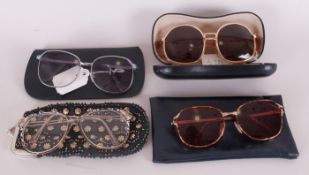 Four Pairs of Assorted Original Retro Sunglasses, with prescription lenses and cases.