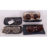 Four Pairs of Assorted Original Retro Sunglasses, with prescription lenses and cases.