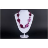 Magenta Agate Necklace, the large, twisted oval, smooth agate stones with striations and shading