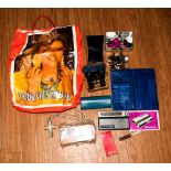 Box of Assorted Collectables including costume jewellery, razor, opera glasses etc