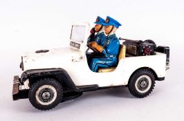 Japanese - 1950's Tinwork Toy, In The Form of a Police Jeep with Seated Figures of Two Ununiformed