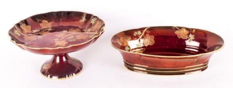 Carltonware Rouge Royale And Grapes Pattern Pedestal Bowl & Matching Table Bowl 4.5'' in height, 9''