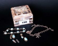 Small Mixed Lot Of Silver Jewellery Comprising Fashion Charm Bracelet, Stone Set Bracelet,