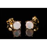Faceted Opal Stud Earrings, two round cut opals, totalling .5ct, set in 14ct gold vermeil and silver