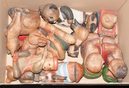 Box Of Carved Wooden FIgures Including animals, children etc.