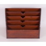 Antique Mahogany 5 Rack Stationary / Letter Box. 8 Inches High, 11 Inches Wide.