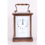 Mathew Norman Fine Quality Brass Carriage Clock 8 Day Movement, White Dial & Black Numerals. Visible