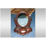 Victorian Mahogany Toilet Mirror with an Oval Mirror Supported by Shaped Arms with a Lift up