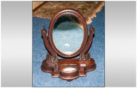 Victorian Mahogany Toilet Mirror with an Oval Mirror Supported by Shaped Arms with a Lift up