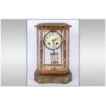 French 19th Century Samuel Marti Champleve Green Onyx Ormolu and Enamelled Four Glass Table Clock.