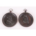 Pair Of French Antique Bronze Roundells/Plaques cast with images of Ancient French Kings, Engraved